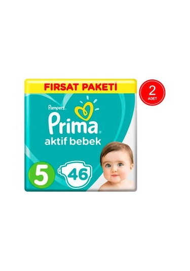Prima Pampers Aktif Bebek Fırsat Paketi Bebek Bezi 11-16 KG 5 Beden 2 x 46 Adet 2'li