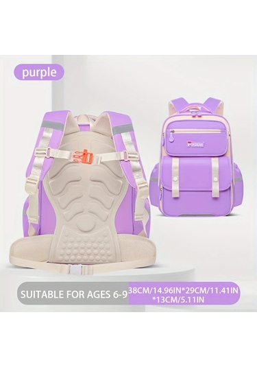 Honeybeeshop Mor Küçük Hafif Minimalist Çocuk Sırt Çantası Nefes Alabilir Ayarlanabilir Askı Okul İçin 1-3-6 Sınıf Mor