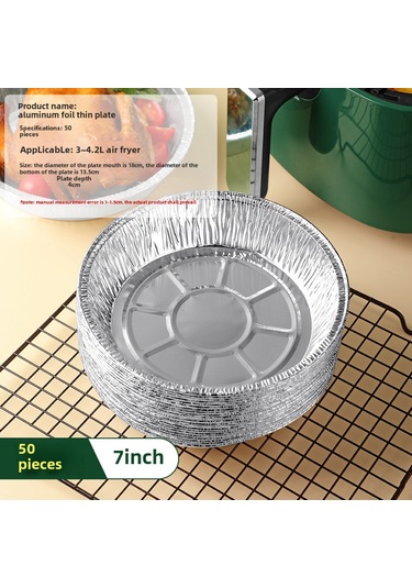 Skycity Ev Kullanıma Uygun Hava Fritözü Alüminyum Folyo Tabak, Yağsız Pişirme, Islaklık Önleyici, 7 İnç Derin, 50 Adet Fırın Ve Barbekü İçin Uygun Diğer