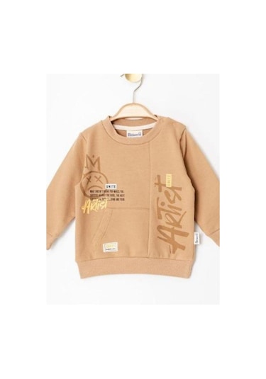 Erkek Çocuk Cep Detaylı Eşofman Takım-14228 Kahverengi