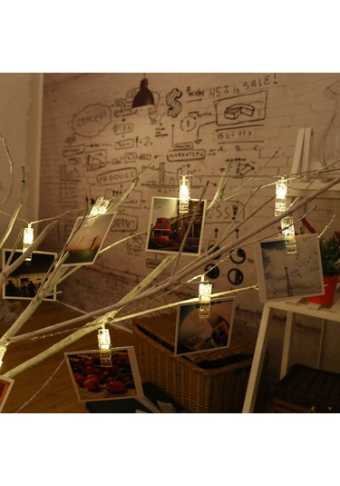 Ximistore9 20 Led Pil Kutu Fotoğraf Klipsi Iç Mekan Bayram Dekorasyonu Noel Ağaçları Işıltısı Sıcak Beyaz