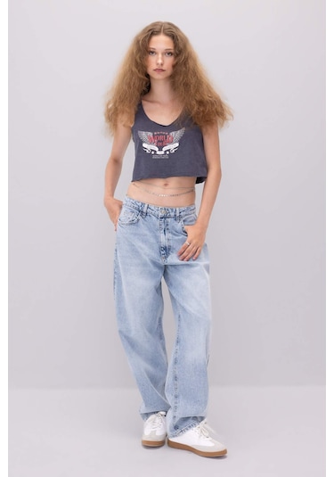 DeFacto Loose Fit Baskılı U Yaka Atlet D3595AX24HSAR191