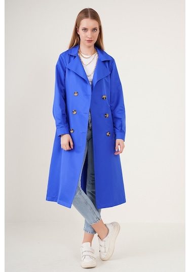 Bigdart 5853 Kruvaze Yaka Trençkot - Saks 001