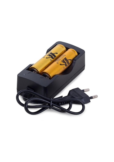 2x Pil Şarj Cihazı / Şarj Cihazı - 18650 Piller Siyah