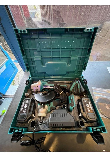 Böhrer HB069T Akülü Taşlama + Akülü Bijon Somun Sıkma + Çift Bataryalı V58 5000MAH Profesyonel Taşlama Set