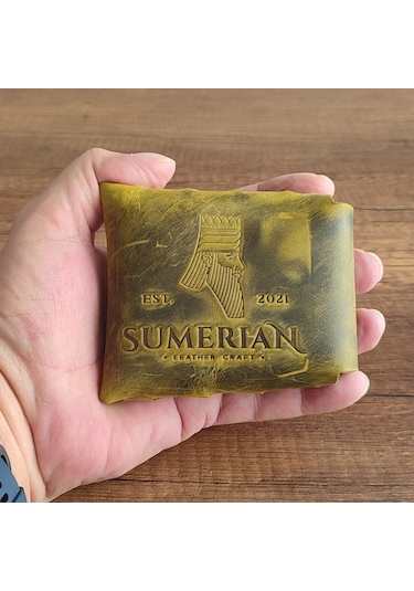 Sumerian Leather Craft Deri Sigara Kılıfı Limon Yeşili 2