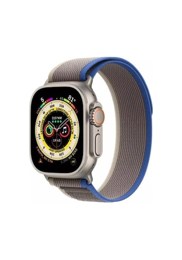 Apple Uyumlu  Watch Se, Ultra 2, 9, 10 Trail Loop Kordon - 38/40/41mm - Gri Mavi