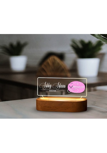 Bk Gift Kişiye Özel İsimli Doktor Temalı Led Işıklı Akrilik Masa İsimliği-6, Ofis Dekoru, Mesleki Hediye, Ofis Hediyeleri Kobitmeyen137974 Bk Gift