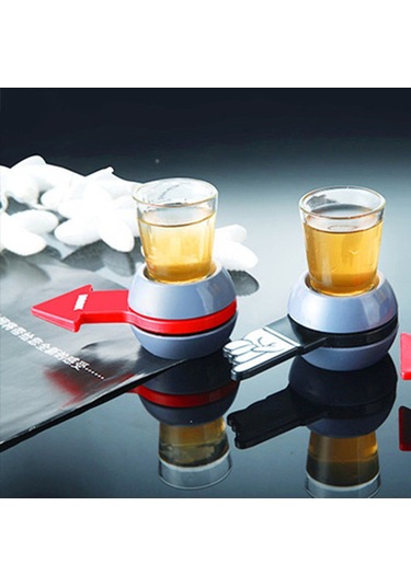 Suofeng İçki Oyun Seti: Ok İşaretli Dönen Çark + 40ml Şişe, Bar Ve Parti Eğlencesi, Abs + Cam Malzeme Gri - Kırmızı