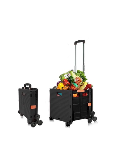 Balatlı Çok Fonksiyonlu Merdiven Çıkabilen Portatif Taşıma Arabası Siyah By06-b