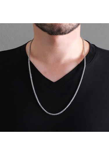 Modern Tasarım Silver Renk Çelik Erkek Zincir (504282108)