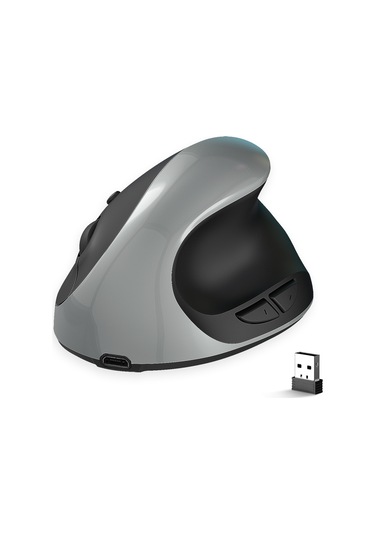 Hxsj X10 2.4g Kablosuz Dikey Fare Ergonomik Fare 3 Kademe Ayarlanabilir Dpı Dahili 600mah Şarj Edilebilir Lityum Pil Gri 001