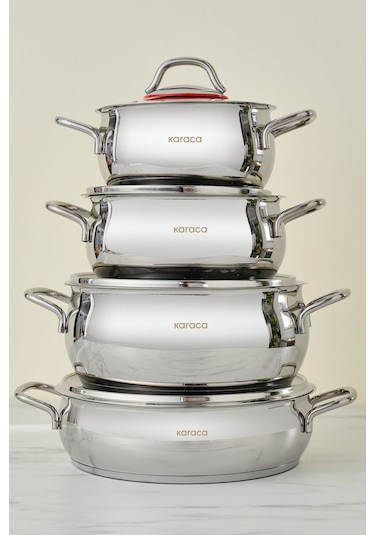 Karaca  Emirgan İndüksiyon Tabanlı 8 Parça Çelik Tencere Seti