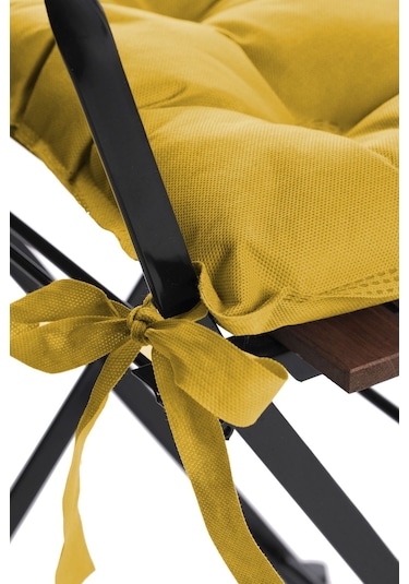 Adarya Home Düz Dekoratif Pofidik Sandalye Minderi Bağcıklı 40x40 Sarı Sarı