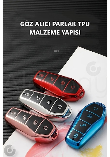 Byd Atto 3 Seal U Anahtar Parlak Tpu Anahtar Kılıfı Mavi- 1 Adet
