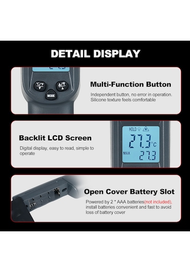 Springsun Km-550ah -50-550 /-58-1022 Temassız Kızılötesi Termometre Ir Termometre Elde Taşınabilir Dijital Sıcaklık Ölçer Arka