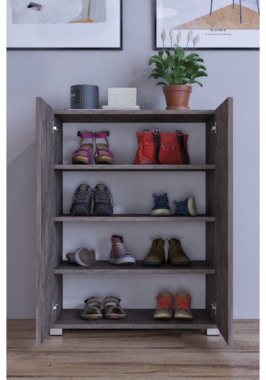 Prenses Çok Amaçlı Ayakkabı Erzak Banyo Antre Dolabı Kiler Gri