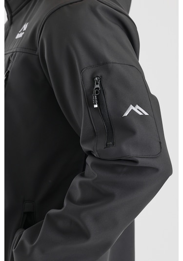 Çıkartılabilen Fermuarlı Kapüşon Cepli İçi Polarlı Su Geçirmez Softshell Erkek Mont Gri Gri