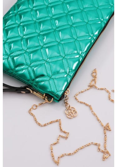 Dgn 4004 Kadin Baklava Dilimi Desenli Çanta 4004-2337-R13776 Yeşil