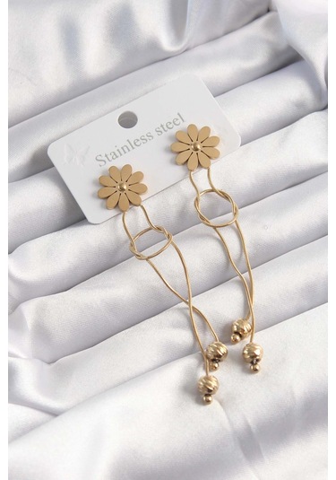 Zarif Kadın İçin Golden Çelik Düğüm Papatya Küpe Gri