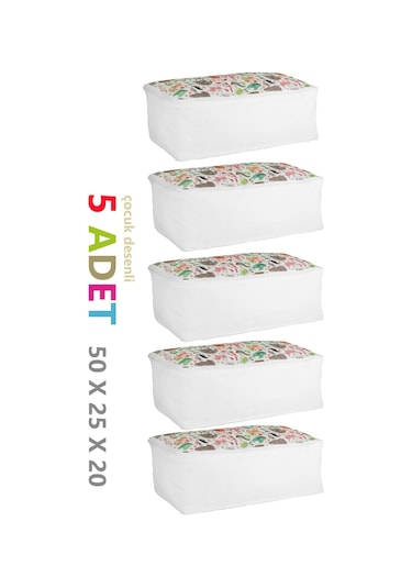 Vedsey 5'li Set Sevimli Hayvan Desenli 50x25x20 CM Hurç Çok Renkli