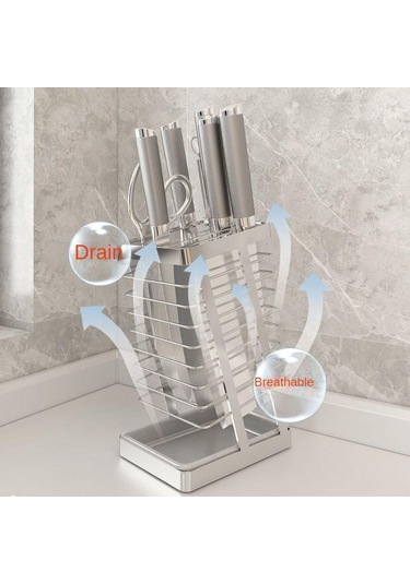 Siyah 304 Paslanmaz Çelik Mutfak Bıçağı Tutucusu, Mutfak Bıçağı Tutucusu, Depolama Rafı, Ev Drenaj Tezgahı, Sebze Bıçağı Tutucusu, Depolama Rafı