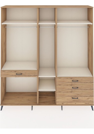 Hyperion Dolap 7 Raflı 4 Çekmeceli 3 Askılı 220x44x243 Çam-aytaşı/çam Aytası/atlas Çam