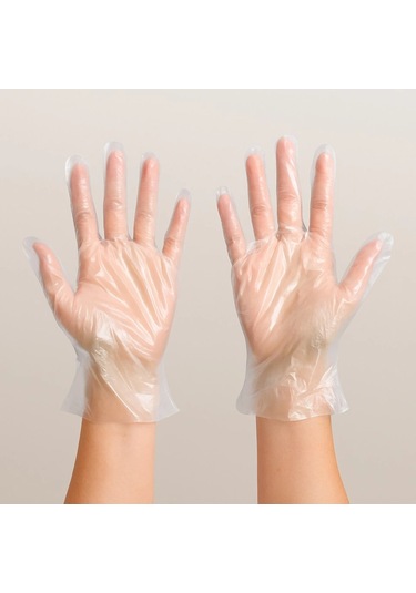 Pe Eldiven - Şeffaf Eldiven - Tek Kullanımlık Eldiven - Plastik Eldiven - 500 Adet 5 Paket