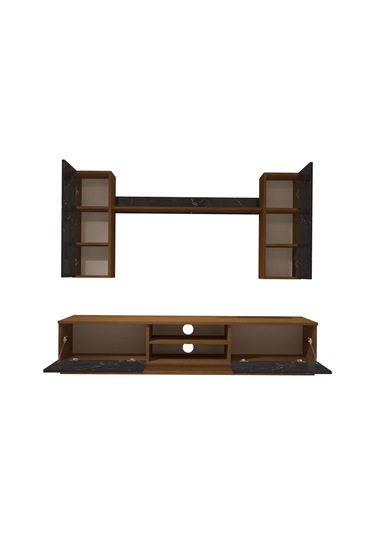 Decoraktiv Eko 5db Mdf Dvd Tv Ünitesi Tv Sehpası Ceviz - Siyah Mermer