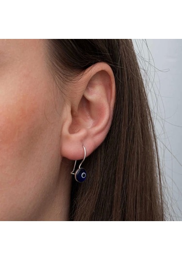 Gümüş Sallantılı Nazar Kadın Küpe Çok Renkli