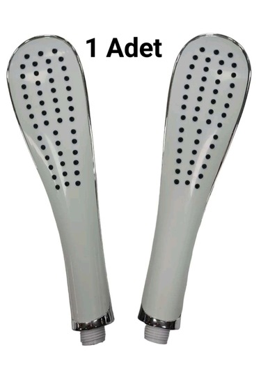 Krom Detaylı Beyaz Fonksiyonsuz Oval Duş Başlığı Beyaz - Krom