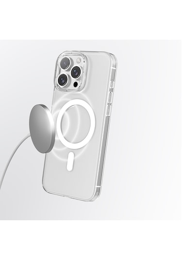 İphone 16 Pro Uyumlu Kılıf M-safe Şarj Özellikli Youngkit Ice Serisi Kapak Şeffaf