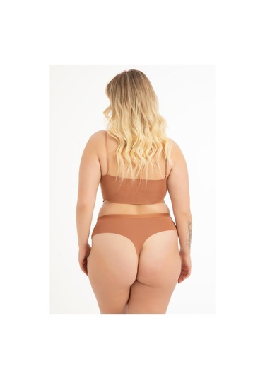 File Detaylı Beli Lastikli Lazer Kesim Büyük Beden Kadın Tanga Külot 3'lü Paket Renkli-2 Çok Renkli