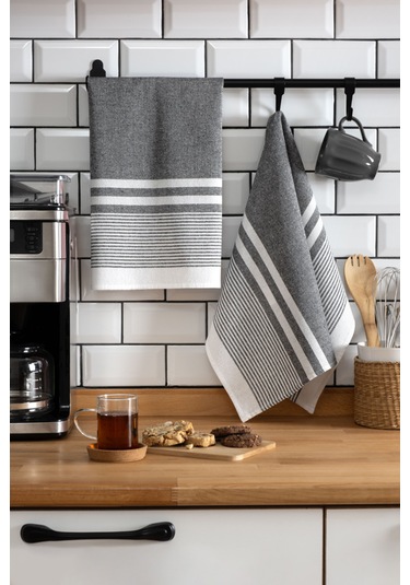 45x65, 2'li Kurulama Bezi, %100 Pamuk Yüksek Su Emici Gri