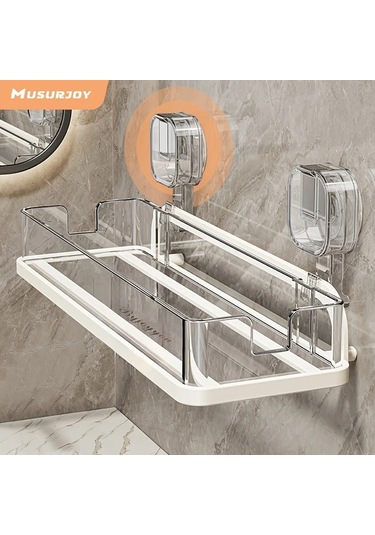 Willowhaven Musurjoy Delmeli Banyo Rafı Transparan Beyaz Duş Köşe Dolabı Şeffaf Beyaz