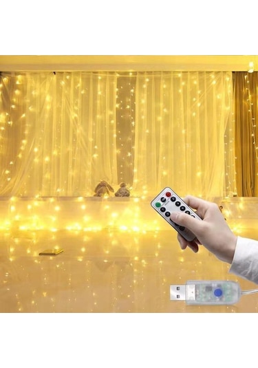 Sıcak Beyaz Perde Çelenk Led Dize Işıklar Festivali Noel Dekorasyon 8 Modu Usb Uzaktan K Peri Işıkları Dekoratif Led Işık 56813529 Sıcak Beyaz