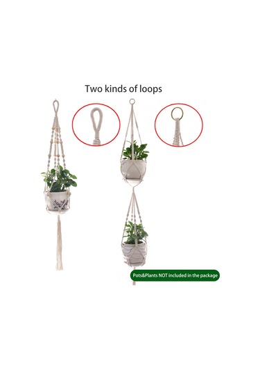 Yifomall El Yapımı 4'lü Makrome Bitki Askısı Seti - Farklı Boyutlarda Dekoratif İç/dış Mekan Saksı Askısı
