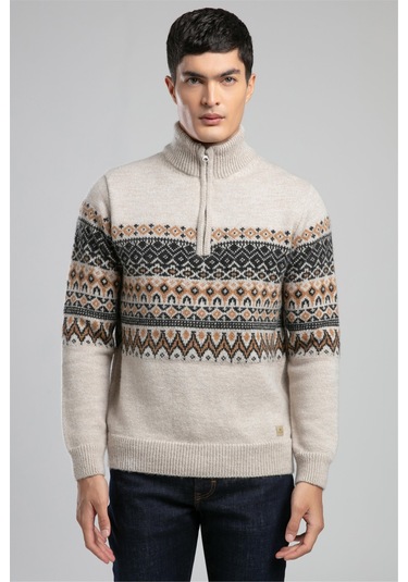 Ground Erkek Dik Yaka Kazak-21057 Bej