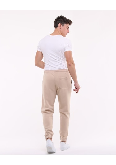 Bella Dossi Erkek Rahat Slim Fit Kalın Kumaş Spor Eşofman Altı Bej
