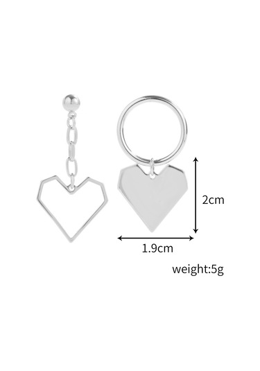 E2112-10 Beyaz K Asimetrik Aşk Aşk Gümüş İğne Küpe Basit Küpe