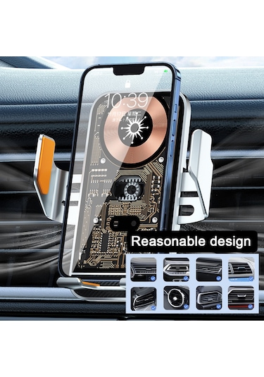 Yunboo Otomatik Algılama Noktalı Araç Telefon Tutucu - 15w Kablosuz Şarj Cihazı Lacivert Lacivert