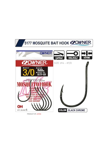 Owner 5177 Mosquito Hook Black Chrome Sinek İğne 14
