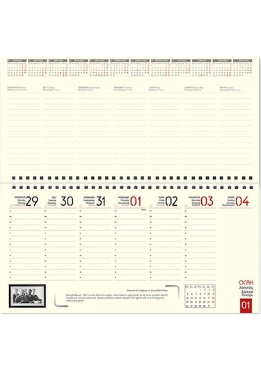 2026 Atatürk Haftalık Masa Takvimi Masa Sümeni Büyük Boy 33x16 Cm