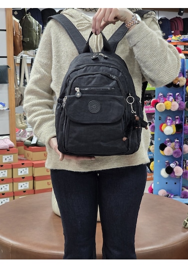 My Polo 2114-8675 Kadın Krinkıl Kumaş Çok Gözlü Astarlı Petli Su Siyah