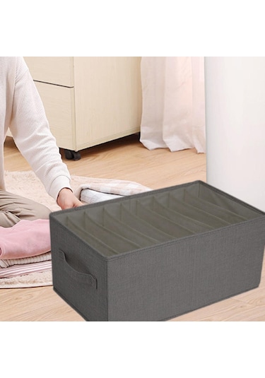 Suntek Giysi Yorgan Saklama Kutusu L Gri 9 Izgara Gri