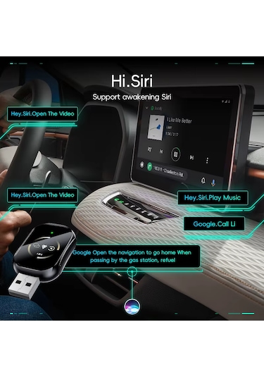 Q1 3in1 Kablosuz Carplay Adaptörü Ekran Yansıtma Telefon Kontrolü Sadece Apple İos İphone İçin Diğer