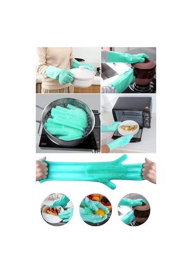 Sihirli Silikon Mutfak Temizlik Eldiveni Bulaşık Yıkama Eldiveni