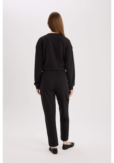 Defacto Harem Basic Düz Sweatshirt Kumaşı Pantolon D9363ax25spbk81 Siyah