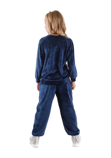 Denokids Kadife Unicorn Kız Çocuk Eşofman Takımı - Lacivert