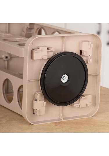 Porsima 1078 Kare Döner Standlı Döner Kapaklı Cam Baharatlık Cap Beyaz - Cappucino